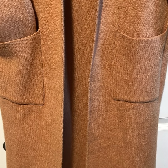 Tan Longline Coat with Pockets - Picture 3 of 3